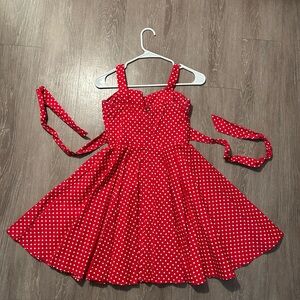 Red and white polka dot vintage style dress size
